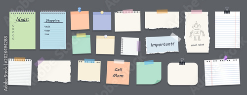 Big set of various paper notes, stickers, duct tapes.