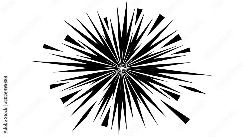 Obraz premium Radial Burst Abstract Vector Icon on PNG Background, radial burst, abstract burst, vector icon, explosion icon, energy burst, impact effect, motion design, geometric burst, spiky lines, radial lines, 