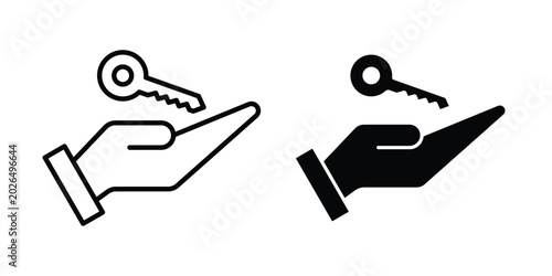 Fotografie Key handover icon line, outline and flat vector elements