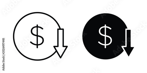 Bild auf Leinwand Lower cost icon line, outline and flat vector elements