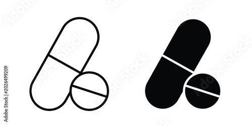 Foto Painkiller icon line, outline and flat vector elements