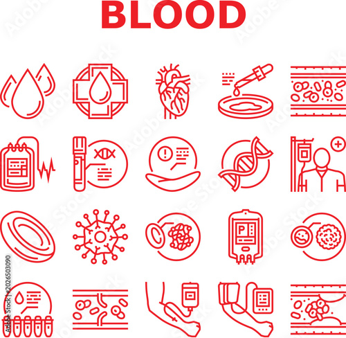 Billede på lærred Hematology vector icon set