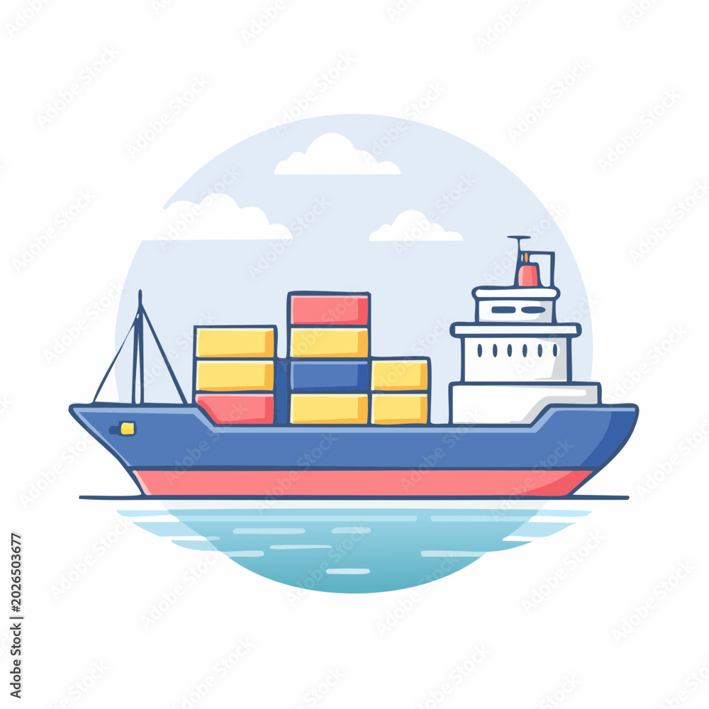 Fototapeta premium Illustration of a Container Ship at Sea