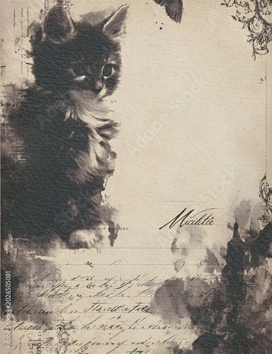 Journal Page of a cat with texture