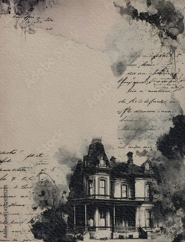 Journal page of old house in the city