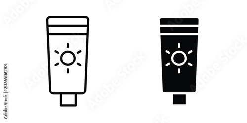 Photos Sunscreen icon line, outline and flat vector elements