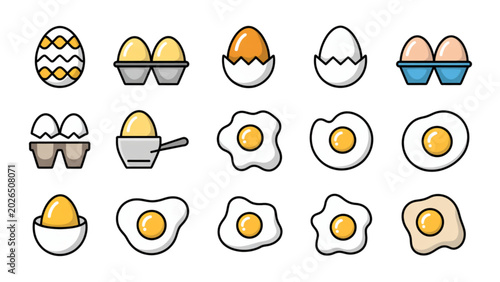 Tableau sur toile Colorful cartoon eggs with happy smiling faces and different expressions Vector