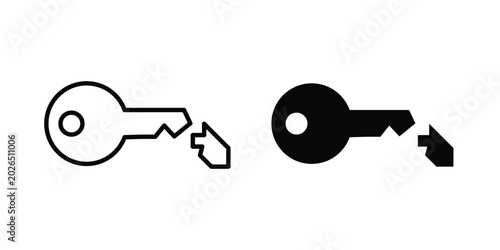 Fotografie Broken key icon liner logo vector