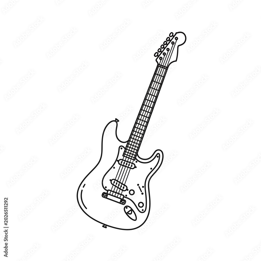 Fototapeta premium Electric Guitar Illustration, Monochrome Musical Instrument