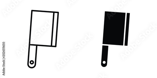 Foto Butcher knife icon liner logo vector