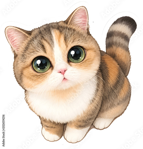 Cute Calico Kitten Sticker Cutout PNG