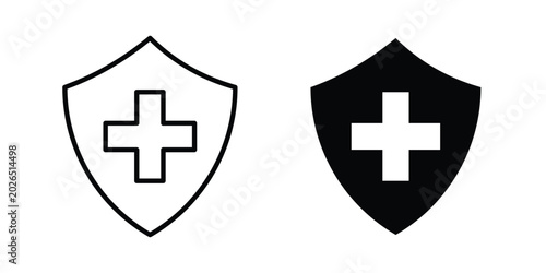 Quadro su tela Health insurance icon liner logo vector