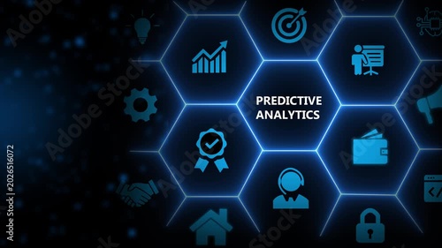 Predictive analytics, business forecasting, data visualization concept. Data analysis, machine learning, artificial intelligrnce (AI) and statistical model. Predictions future outcomes, performance.