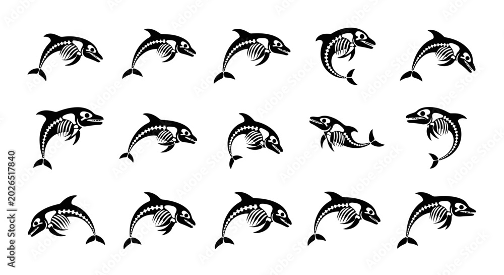 Obraz premium Group of dolphins swimming together.