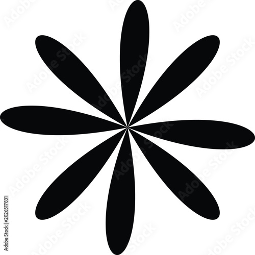 Black star shape with eight pointed rays isolated illustration isolated on white background, Vector, illustration