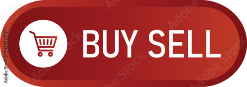 Buy sell shopping cart icon button for online store and ecommerce isolated on white background, Vector, illustration