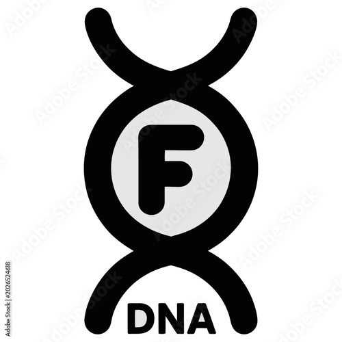 Fotografie Stylized vector of a dna double helix with a letter f in a circle