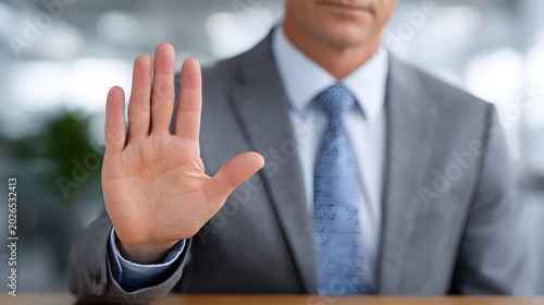 Businessman Showing Hand Stop Gesture In Office