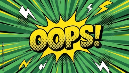Vibrant comic book style oops exclamation pop art graphic design element