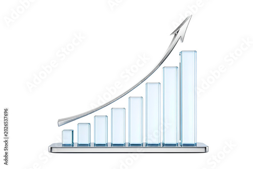 Business Finance Growth Bar Chart With Upward Arrow Concept Transparent PNG