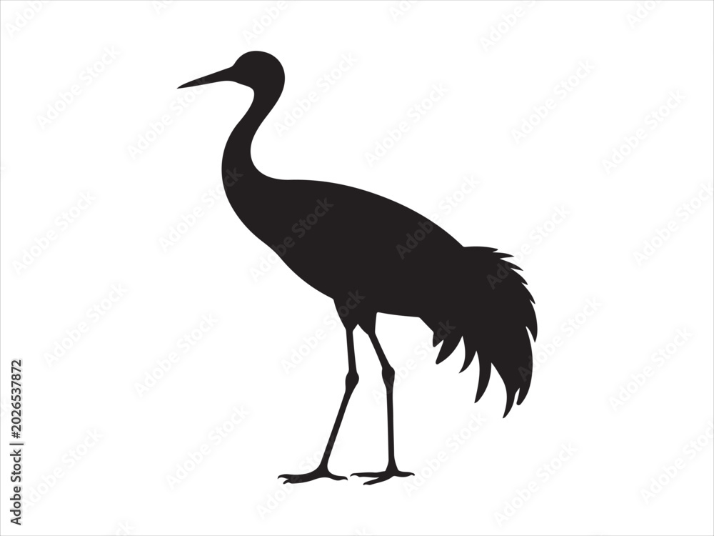 Naklejka premium Elegant Stylized Crane silhouette vector illustration flat clipart design