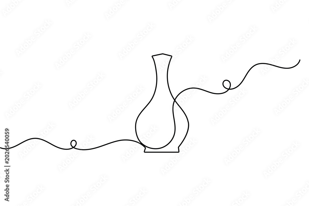 Obraz premium Minimal flower vase line art for home decor branding and vector design