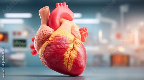Detailed Cross Section of a Human Heart Showing Chambers and Valves