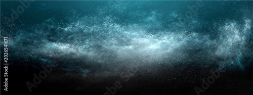 Bild auf Leinwand Mysterious deep ocean abyss with bioluminescent plankton glowing softly, evoking a sense of awe and the unknown