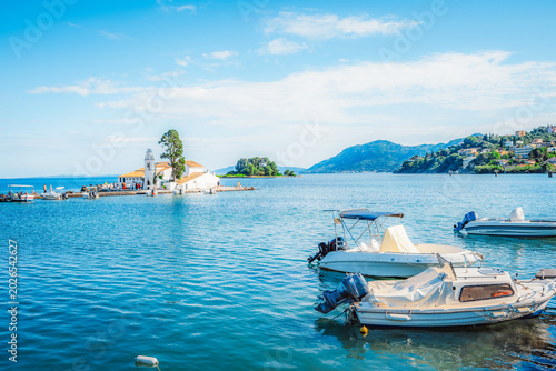 Holy Monastery of Panagia Vlacherna at Greek island Corfu near airport