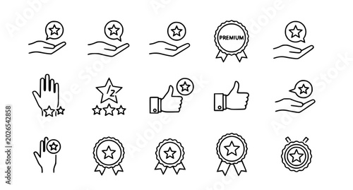 Foto Customer Rating and Quality Badge Icons Set