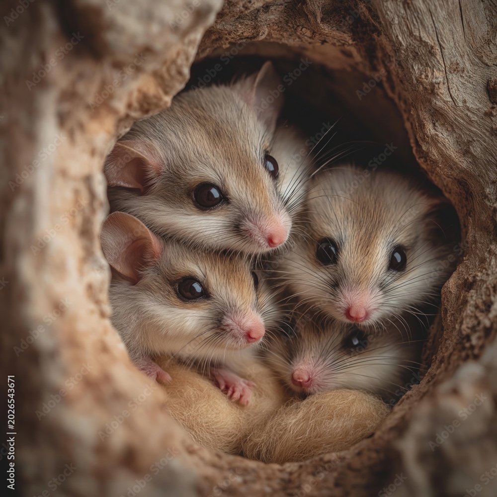 Fototapeta premium Group of Adorable Rodents in Hideout