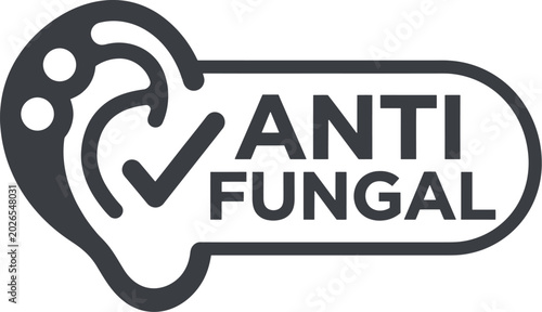 Tableau sur toile Anti fungal ear care logo with checkmark for medical and health marketing use