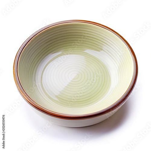 Ceramic Bowl with Glazed Earthy Finish Isolated on White Background