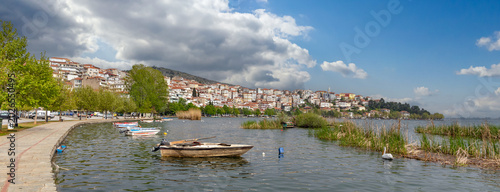 Scenic view of Kastoria town and lake Orestiada, Greece