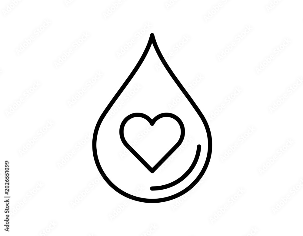 Fototapeta premium World Blood Donor Day Icon: Blood Drop with Heart Symbol, Health Charity Concept
