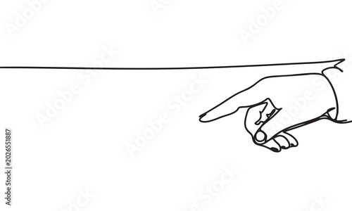 Hand pointing forward Isolated in one line contiuous style