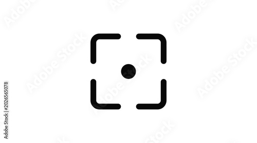 Photos Camera focus icon with central dot black flat design silhouette
