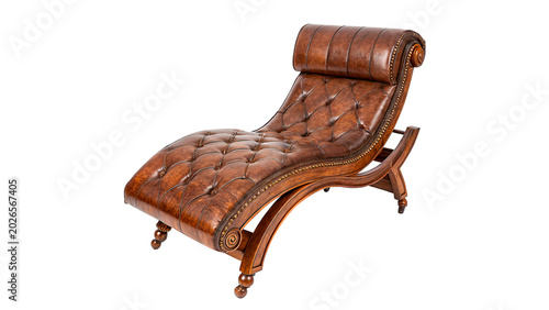 Fotografie Luxury brown leather chaise lounge chair with ergonomic design for comfortable r