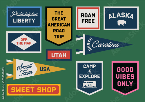 Vintage American Pennant Banners Set