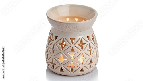 Tableau sur toile A decorative white ceramic aroma oil burner wax warmer lamp placeholder decorati
