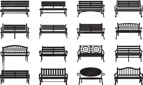 Photos Variety of park benches illustration collection