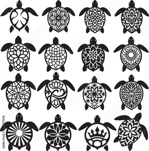 Mandala Sea Turtle Silhouette Collection
