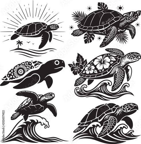 Artistic Sea Turtle Ocean Silhouette Collection