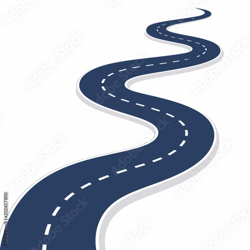 Curved Road Path Isolated Minimal Vector Illustration