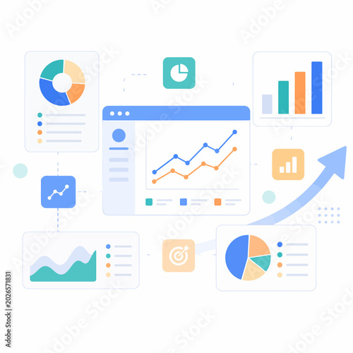 Business Analytics Dashboard and Data Visualization Illustration