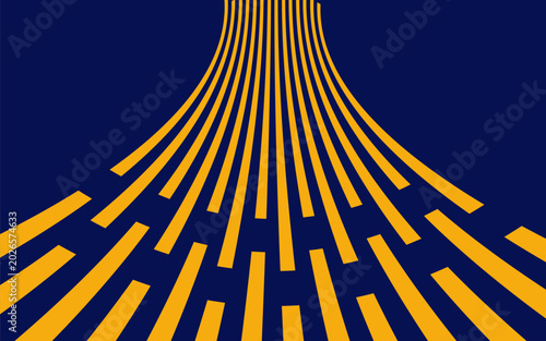 Yellow lines radiating from top on dark blue background