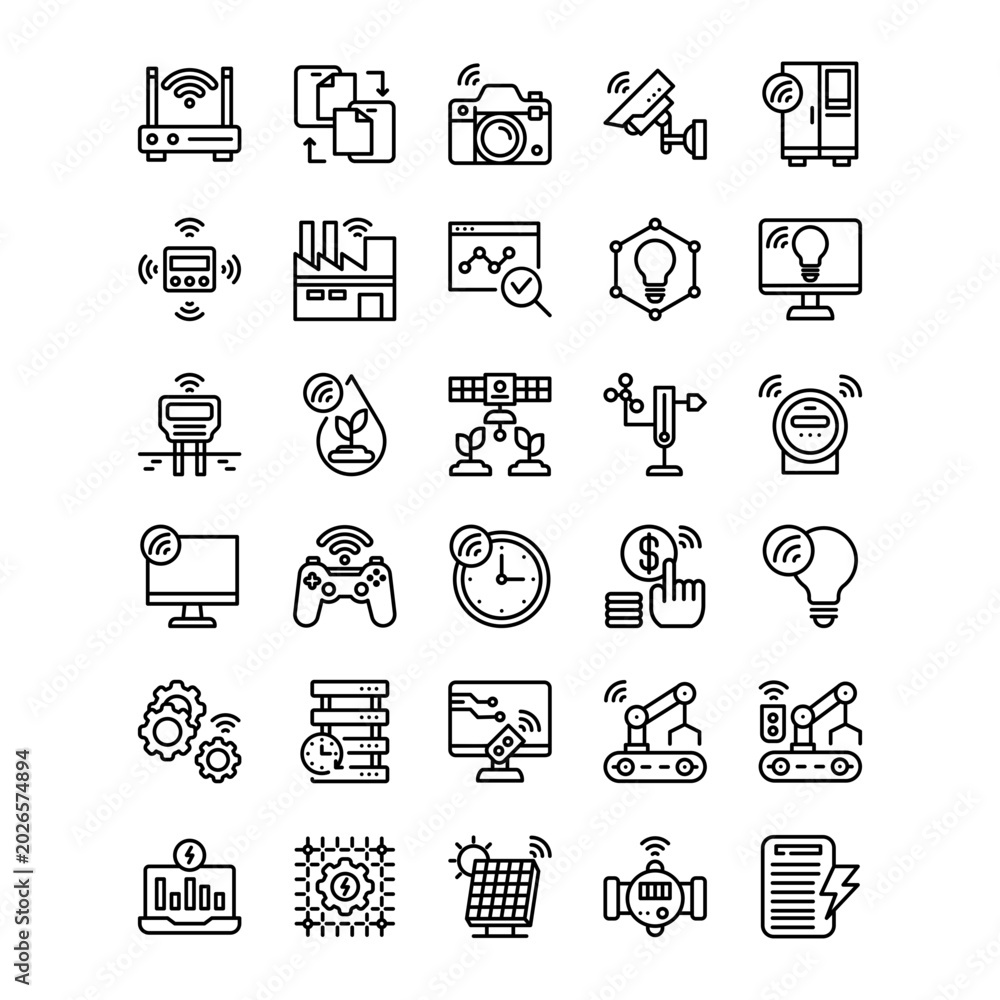 Fototapeta premium Internet of Things IoT Icon Line Style – Wireless Smart Device Connection Symbol
