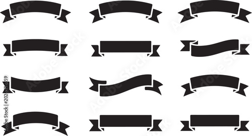 Cuadro en lienzo Black vintage ribbon banner designs collection