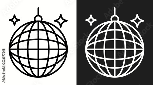 Quadro su tela Sparkling disco ball icon for party celebration and nightlife entertainment