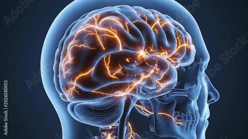 Human brain electrical activity ideal for tech startups and software commercial themes